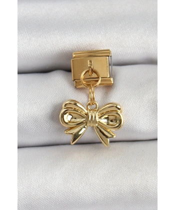 316L Çelik Sallantılı Fiyonk Model Gold Renk Nomination Charm
