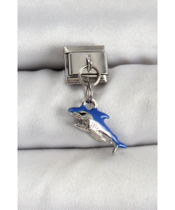 316L Çelik Sallantılı Köpekbalığı Model Gümüş Renk Nomination Charm