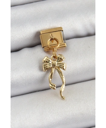 316L Çelik Sallantılı Uzun Fiyonk Model Gold Renk Nomination Charm