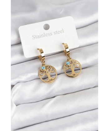 316L Çelik Yaşam Ağacı Model Kadın Küpe