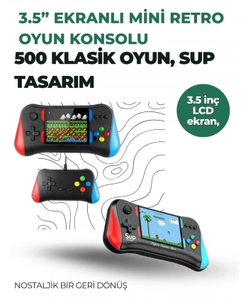 3.5 İnç Ekranlı Klasik Oyun Konsolu – 500 Dahili Oyun