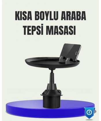 360° Döner Araç Bardaklık Tepsisi Geniş Yemek Alanlı Telefon Standlı