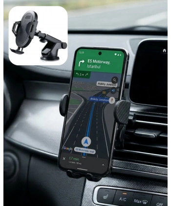 360° Döner Araç Telefon Tutucu Otomatik Kilit Mekanizmalı Stand