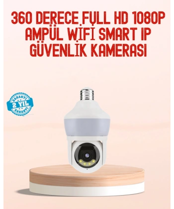 360° Full HD Wi-Fi Akıllı Ampül Kamera Gece Görüşlü