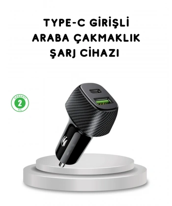 38W Araç Şarj Cihazı Type-C PD USB Hızlı Şarj Çift Port