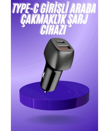 38W USB Type-C Girişli Oto Çakmaklık Araç İçi Hızlı Şarj Çakmaklık Şarj Aleti