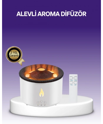 3D Alev Efektli Hava Nemlendirici – Uzaktan Kumandalı ve 8 Saat Çalışma Süreli