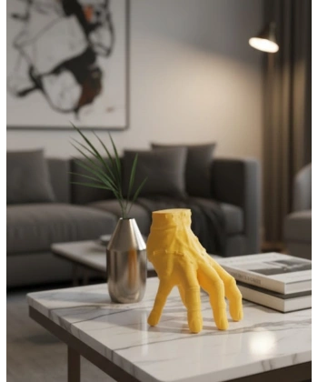 3D Dekoratif Sarı El Obje 17x16 cm Şık ve Dikkat Çekici Tasarım