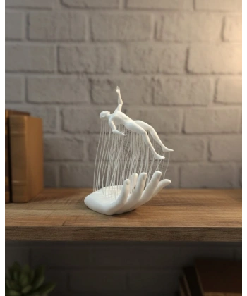 3D El Formlu İnsan Figürü Beyaz Modern Ev ve Ofis Dekoru