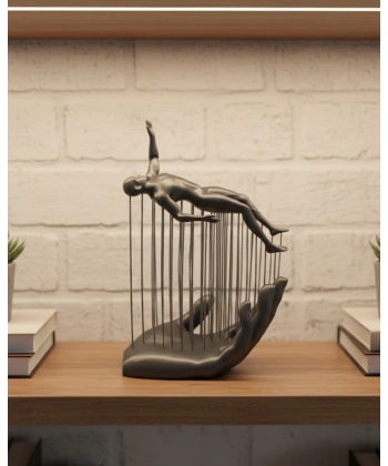 3D El Formlu İnsan Figürü Gri Soyut Tasarım Dekoratif Biblo