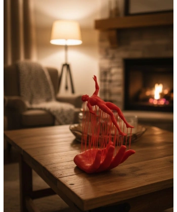 3D El Formlu İnsan Figürü Kırmızı Modern Soyut Dekoratif Biblo 12x18 cm