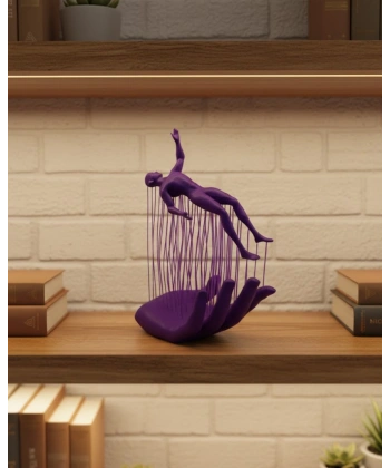 3D El Formlu İnsan Figürü Mor Özgün Sanat Biblosu 12x18 cm