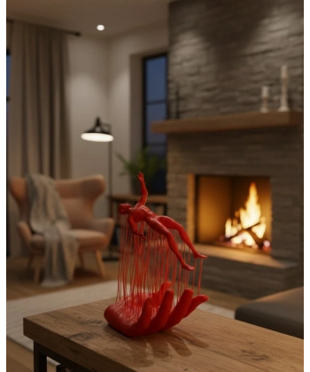 3D El İnsan Figürü Kırmızı Minimal Modern Ev ve Ofis Dekoru 12x18 cm