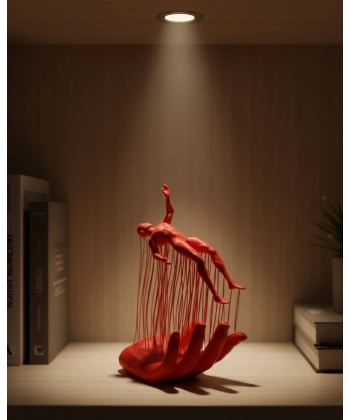 3D El Üzerinde İnsan Figürü Kırmızı Sanatsal Masa Üstü Dekor 12x18 cm