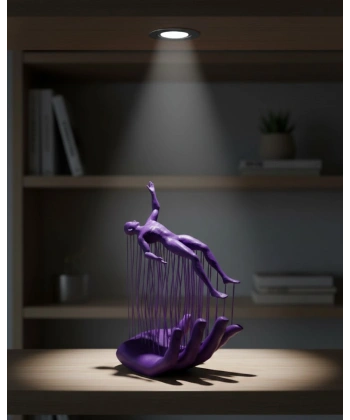 3D El Üzerinde İnsan Figürü Mor Soyut Tasarım Dekor Biblo