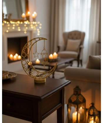3D Hilal Cami Dekor 20x20 cm Özel Baskı Masa Üstü Süs