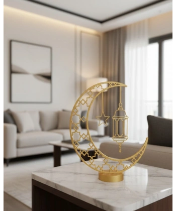 3D Hilal Cami Dekor Özel Baskı 20x20 cm Şık Masa Üstü