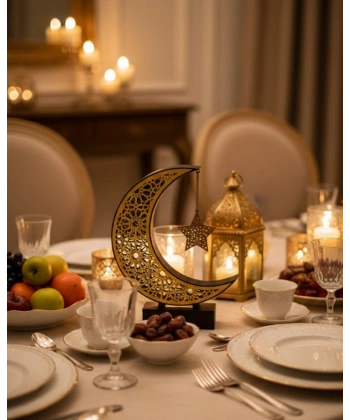 3D Hilal Yıldız Biblo 23x23 cm Şık ve Zarif Dekorasyon