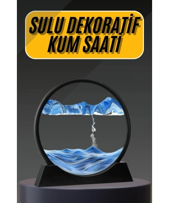 3D Led Işıklı Kum Saati Gece Lambası Hareketli Sulu Kum Saati Dekoratif