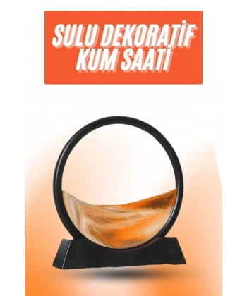 3D LED Işıklı Kum Saati Gece Lambası Hareketli Sulu Kum Saati Orta Boy