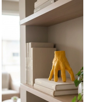 3D Sarı El Dekoratif Biblo 17x16 cm Modern Ev Aksesuarı