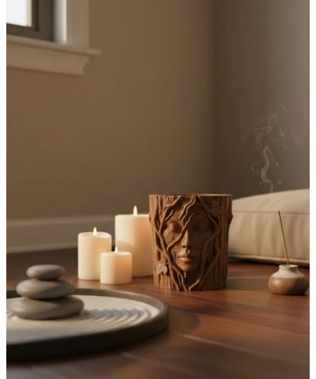 3D Yüz Figürlü Doğa Konseptli Dekoratif Saksı Şık Vazo Tasarımı