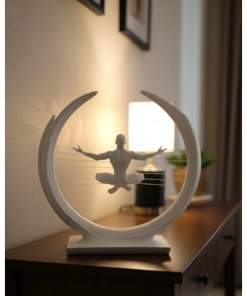 3D Zen Heykeli Ay Formlu Meditasyon Yapan İnsan Figürü Dekor