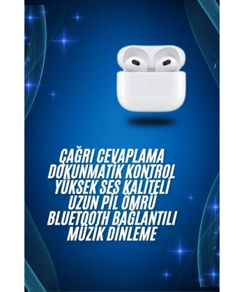 3.Nesil İOS Android Uyumlu Bluetooth 5.0 Beyaz Çağrı Cevaplama