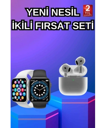 3.Nesil TWS Bluetooth Kulaklık ve Dokunmatik Ekran Akıllı Saat Sesli Görüşme