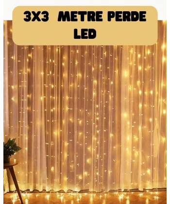 3x3 Metre Perde LED Işık Sıcak  Şelale Tasarım Dekoratif Aydınlatma