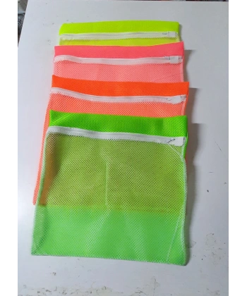 4 Adet 4 Renk  Fermuarlı - Hassas Çamaşır Terlik  Ayakkabı Yıkama Filesi Büyük Boy