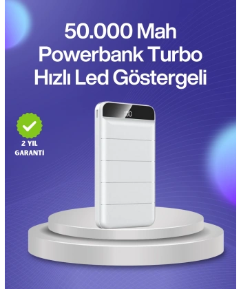 4 Cihazı Aynı Anda Şarj Edebilen Güçlü Powerbank 50000 mAh