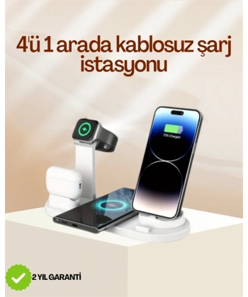 4 Cihazı Aynı Anda Şarj Edebilen Kablosuz Şarj İstasyonu – Çok Yönlü ve Pratik Tasarım