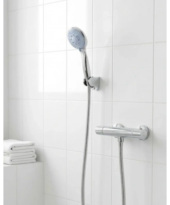 4 Kademeli Mavi Duş Seti El Duşu Başlığı Spiral Hortum ve Duvar Askısı