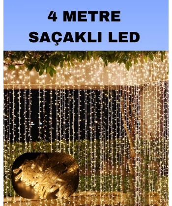 4 Metre Icicle Şelale Led Perde Işık Sarı Aydınlatma
