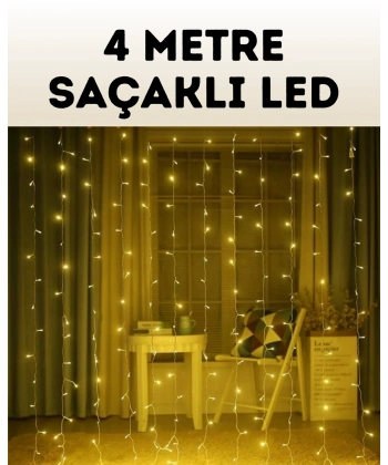 4 Metre Şelale Perde Led Işık Dış Mekan İç Mekan Uyumlu