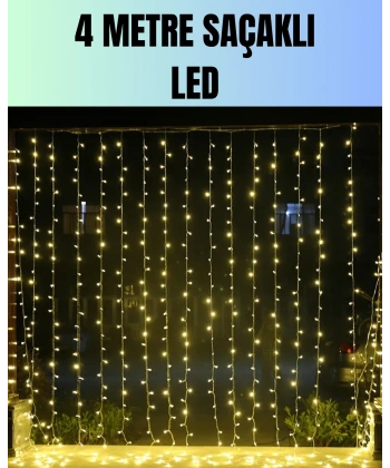 4 Metre Yılbaşı Şelale Led Perde Işık Ev Bahçe Dekor