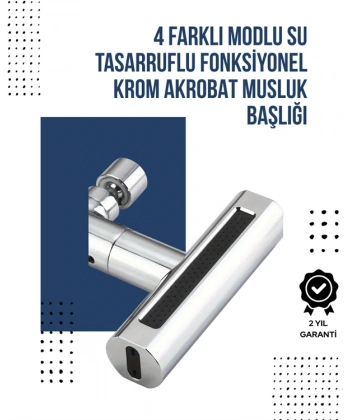 4 Modlu Musluk Başlığı | Şelale, Yağmur, Sprey, Köpük Akışı | Yüksek Basınç Performansı | Modern Tasarım