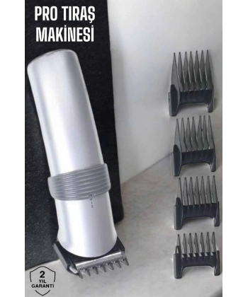 4 Taraklı Profesyonel Şarjlı Saç ve Sakal Kesme Tıraş Makinesi Seti