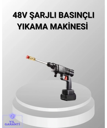 48V Kablosuz Yıkama Makinesi – 2 Pil, Köpük Tankı ve Ayarlanabilir