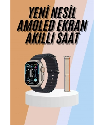 49mm Akıllı Saat Amoled Ekranlı Kadın Erkek Kol Saati Plastik Kordon
