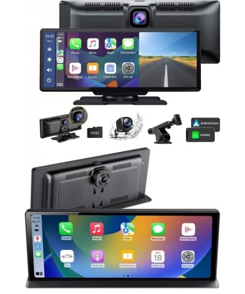 4K 10.2 İnç Çift Kameralı Araç Multimedya Ekranı CarPlay Kablosuz Tüm Cihazlara Uyumlu