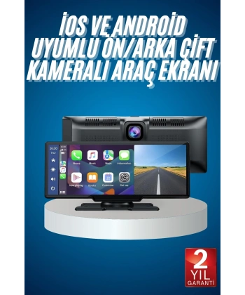 4K Ultra Araç İçi Ön ve Arka Kameralı Ekran HD 2 Kameralı Torpido Üstü Araç Multimedya