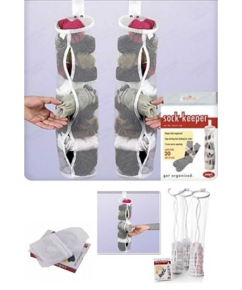 5 Adet Dolap İçi Asılabilir Temiz Çorap Düzenleyici Çorap Filesi Askılık