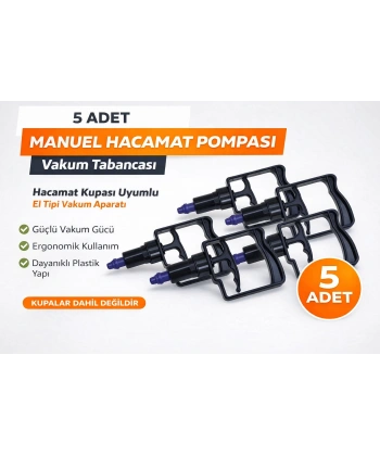 5 Adet Manuel Hacamat Pompası Vakum Tabancası – Hacamat Kupası Uyumlu El Tipi Vakum Aparatı