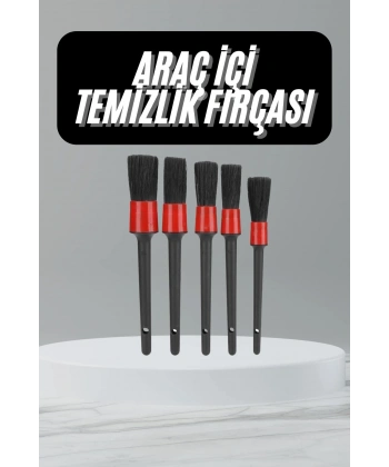 5 Adet Oto Detaylı Temizleyici Araç İçi Temizlik Fırça Seti Koltuk Döşeme Kapı Toz Alma Fırçası