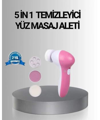 5 Başlıklı Yüz Masaj Aleti – Cilt Temizleme, Peeling, Siyah Nokta ve Gözenek Bakımı