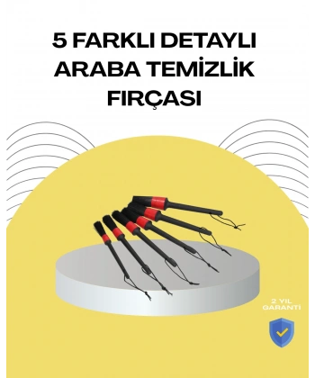5 Boy Fırçalı Araba Temizlik Seti-Derin Temizlik Sağlayan Yumuşak Fırçalar