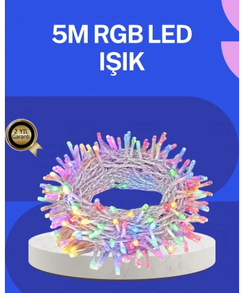 5 Metre Şeffaf Kablo LED Peri Işığı 50 Ampullü Dekoratif Led