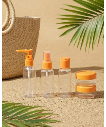 5 Parça Taşınabilir Seyahat Banyo Seti Şeffaf Şişe Takımı